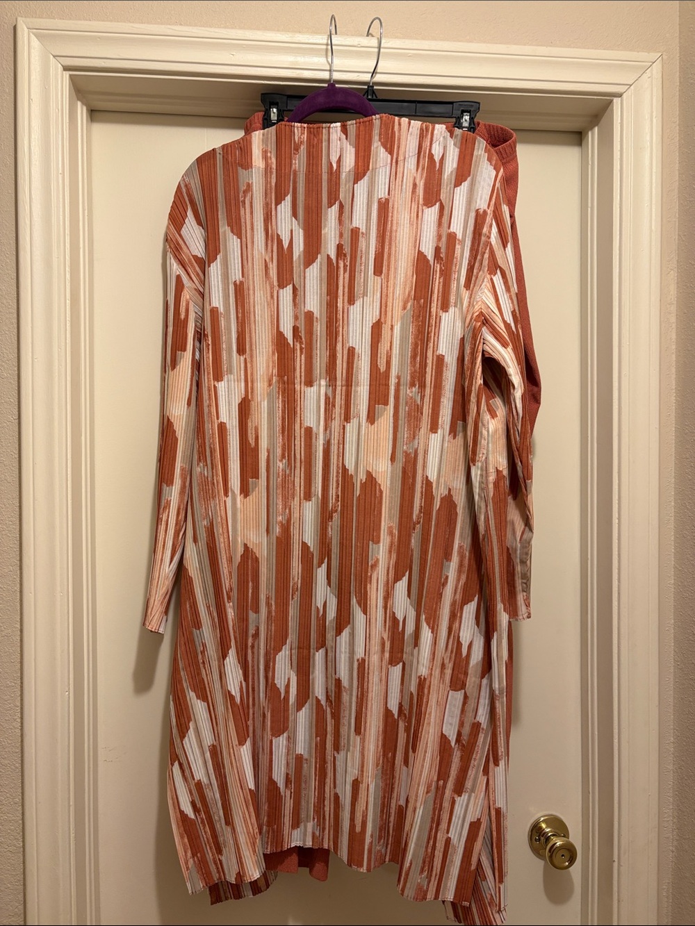 Chico's Rust & White Printed Open-Front Jacket - Picture 3 of 5